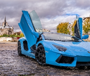 Aventador, Panorama, Paryż, Parking, Lamborghini