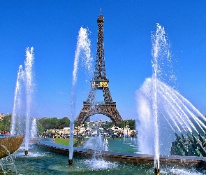 Fontanna, Eiffla, Paryż, Wieża