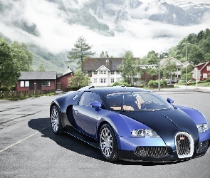 Bugatti, Domy, Ulica, Veyron, Niebieskie