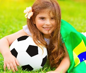 Świata, Mistrzostwa, Piłka, 2014, Brazylijska, Dziewczynka, Flaga