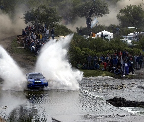 Drzewa, Kamienie, Subaru, Ludzie, Rzeka, Rajdowy, Impreza