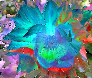 Art, Abstrakcja, Niebieski, Kwiat