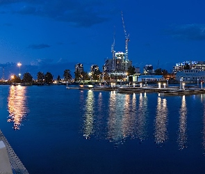 Australia, Miasto nocą, Melbourne, Nabrzeże