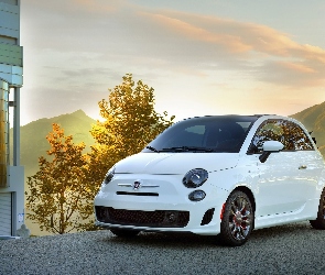 Dom, Góry, Fiat 500 C, Biały