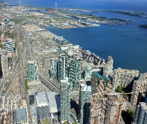 Toronto, Z lotu ptaka, Zatoka, Zdjęcie miasta, Kanada