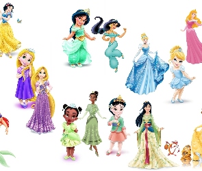 Disney, Jasmina, Księżniczki, Śnieżka, Kopciuszek, Ariel, Bajka, Mulan
