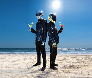 muzyka, drinki, słońce, plaża, Daft Punk