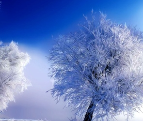Zima, Drzewo, Grafika, Fractalius