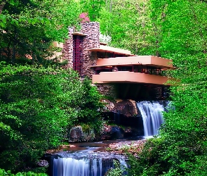 Dom, Zjednoczone, Wright, Pensylwania, Stany, Lloyd, Wodospad, Fallingwater, Frank