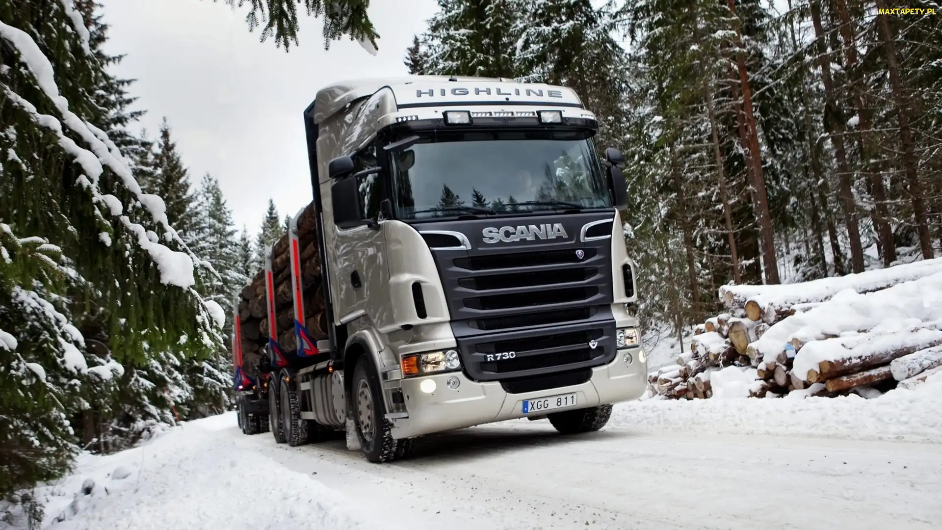 Śnieg, Drewno, Scania R730, Ciężarówka