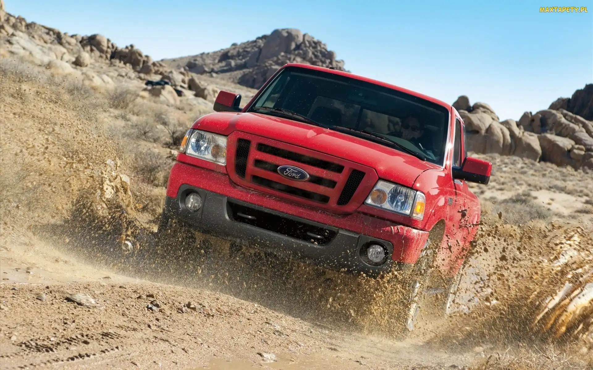 Kamienie, Błoto, Ford F 150, Czerwony