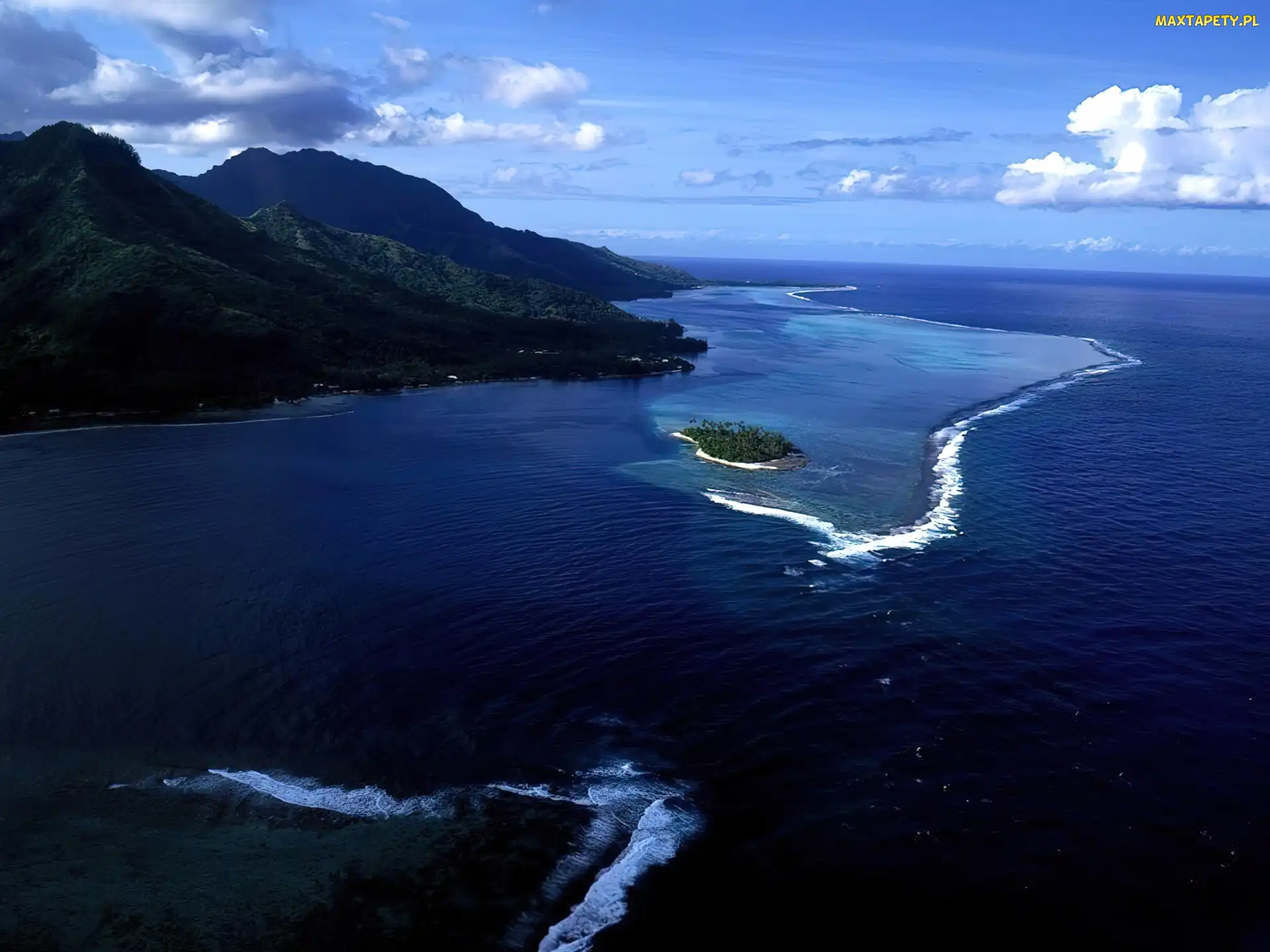 Tahiti, Wysepka, Ocean, Góry