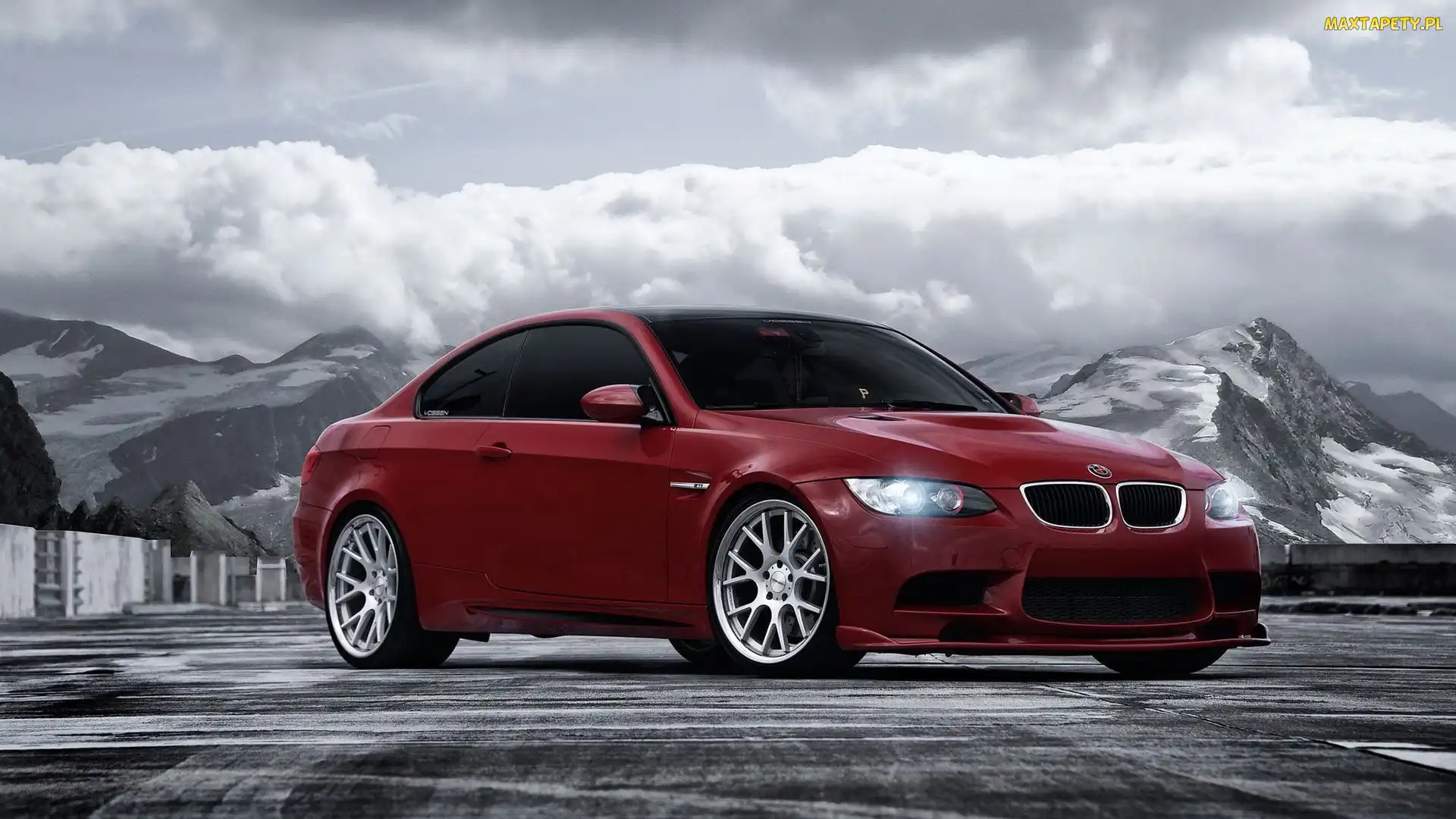 BMW M3, Chmury, Góry, Tuning, Bordowe