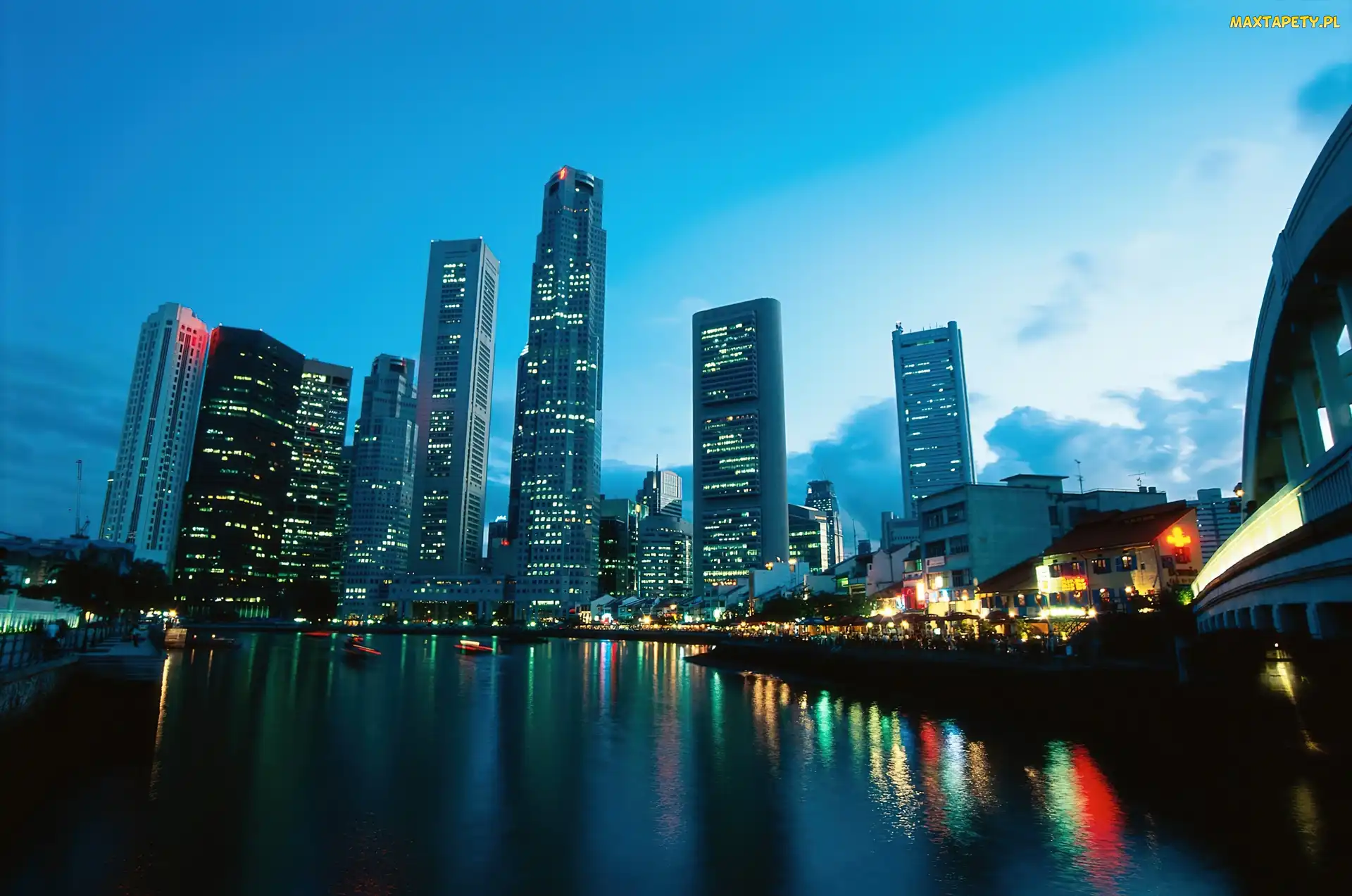Wieżowce, Światła, Singapur