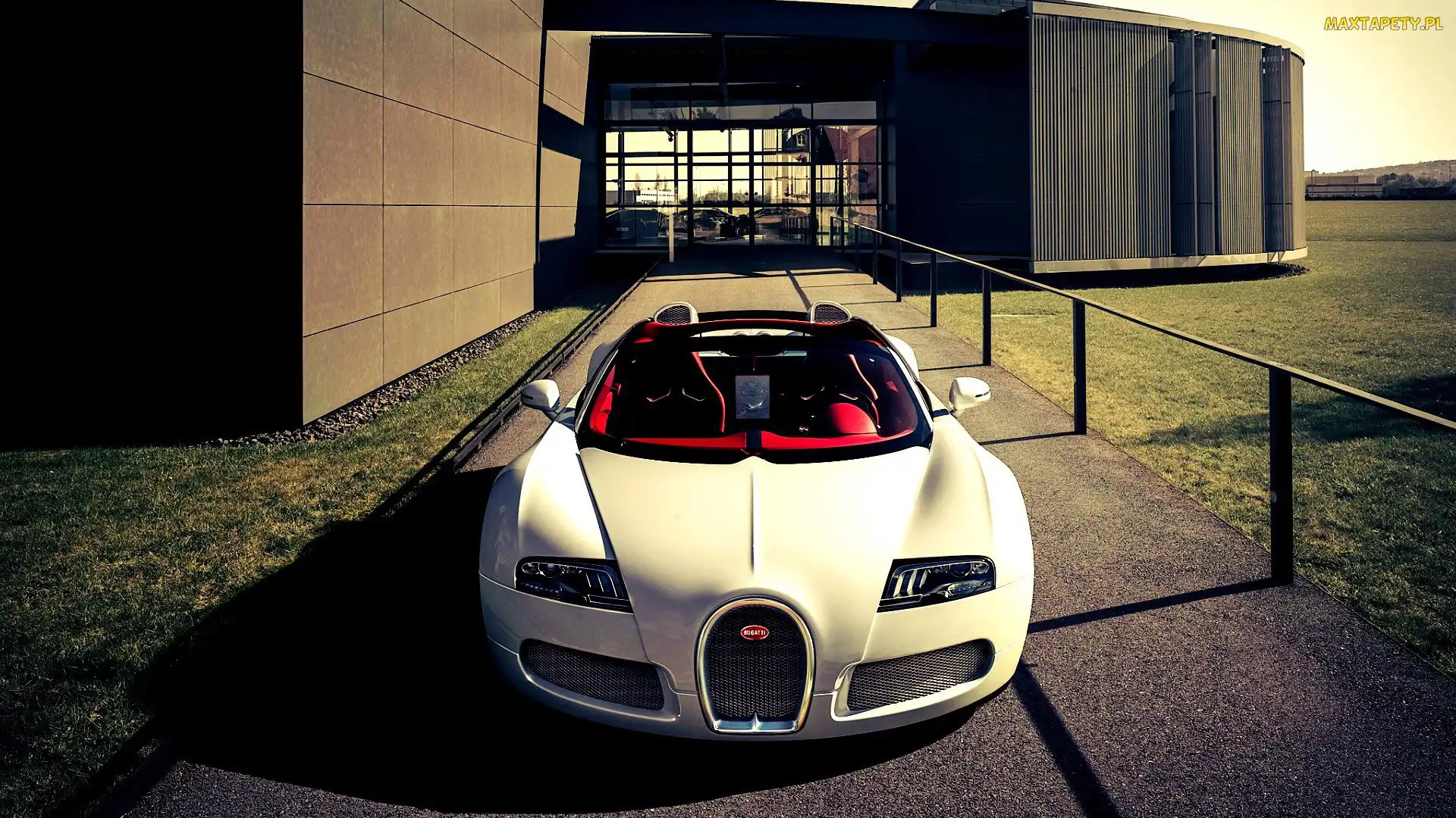 Bugatti, Budynek, Droga, Veyron, Kremowy