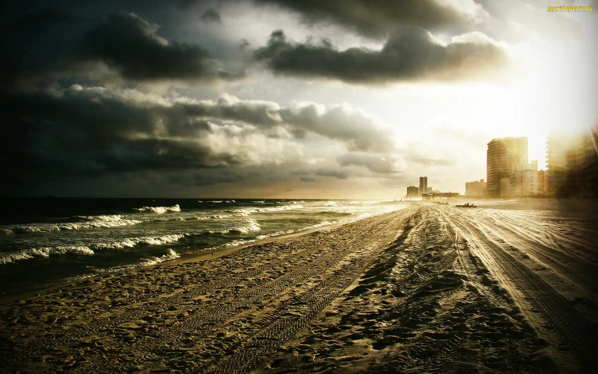 Plaża, Chmury, Morze