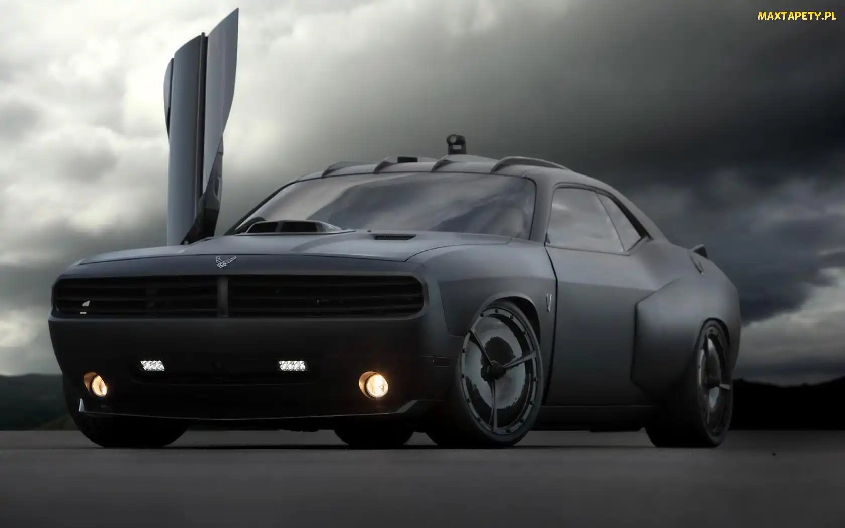 Drzwi, Otwarte, Czarny, Dodge Challenger Vapor