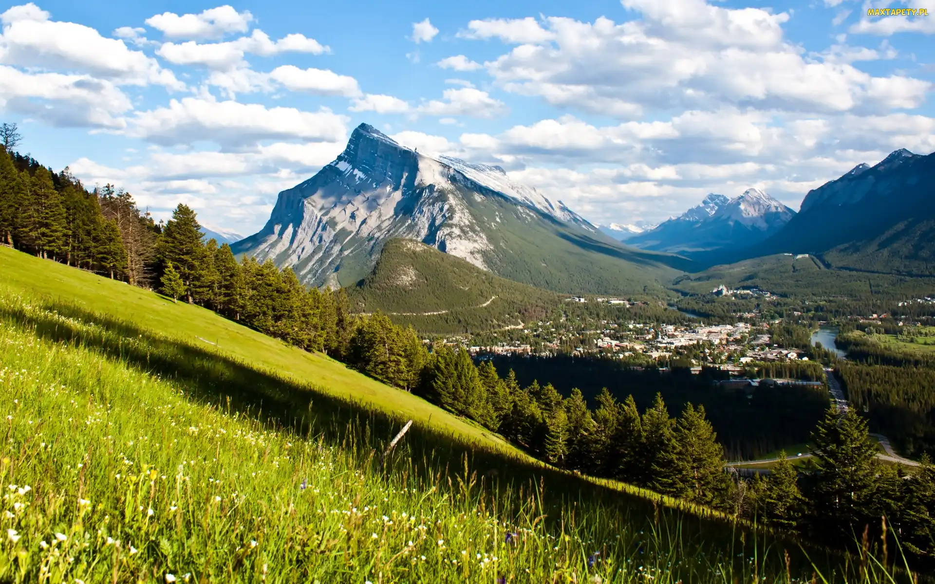 Dolina, Zbocze, Park Narodowy, Miasto Banff, Góry, Kanada, Banff