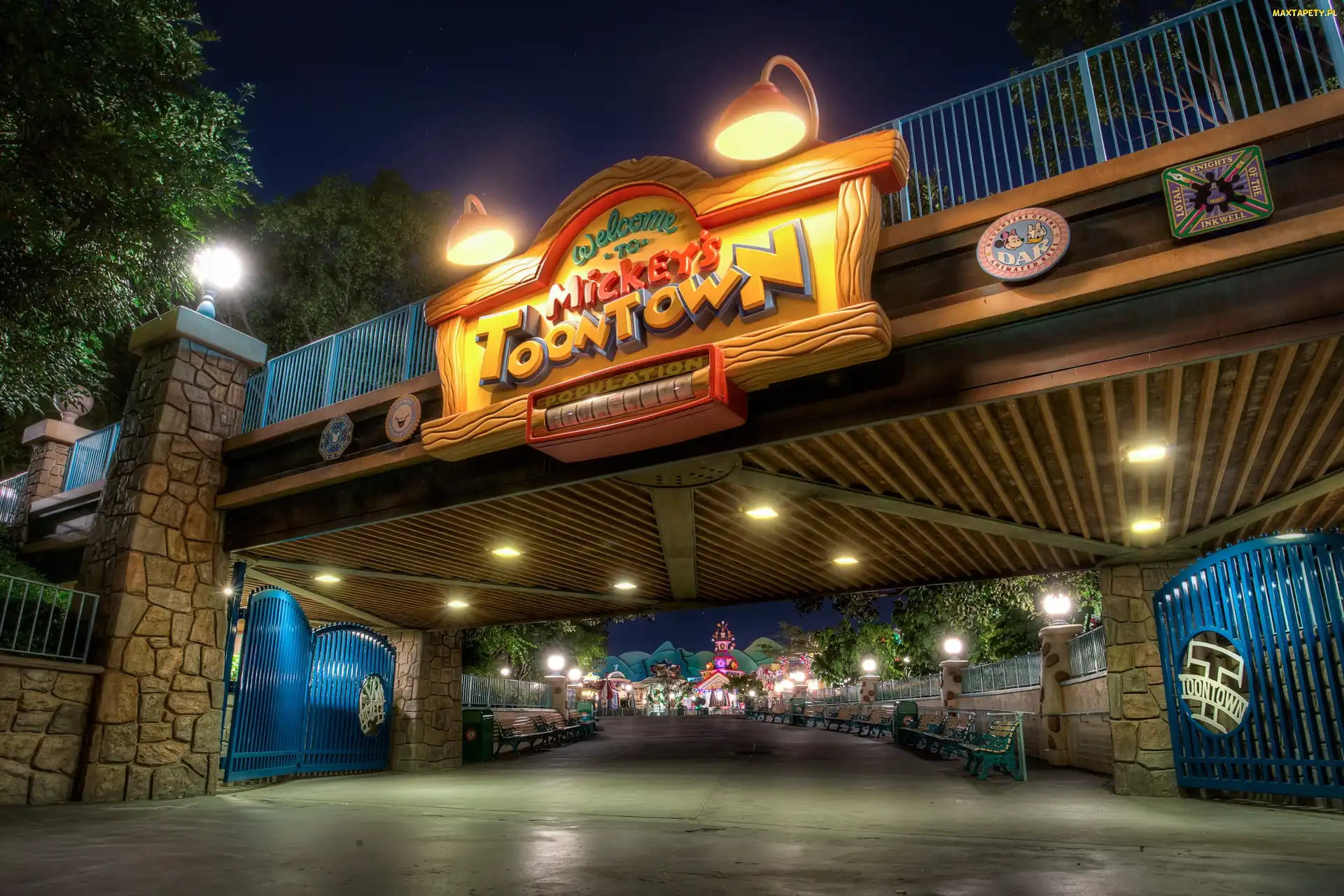 USA, Kalifornia, Most, Ulica, Neon, Disneyland
