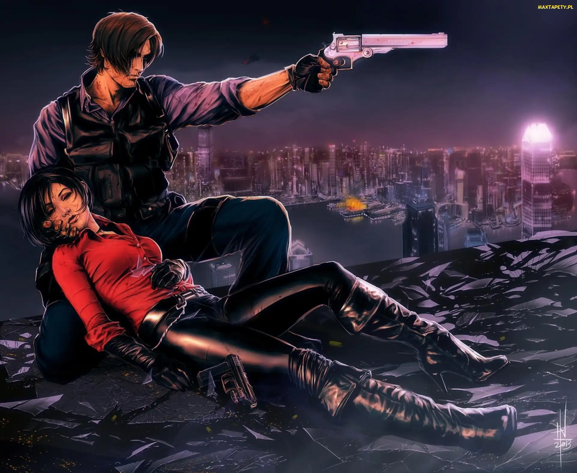 Postacie, Misto, Noc, Broń, Resident Evil