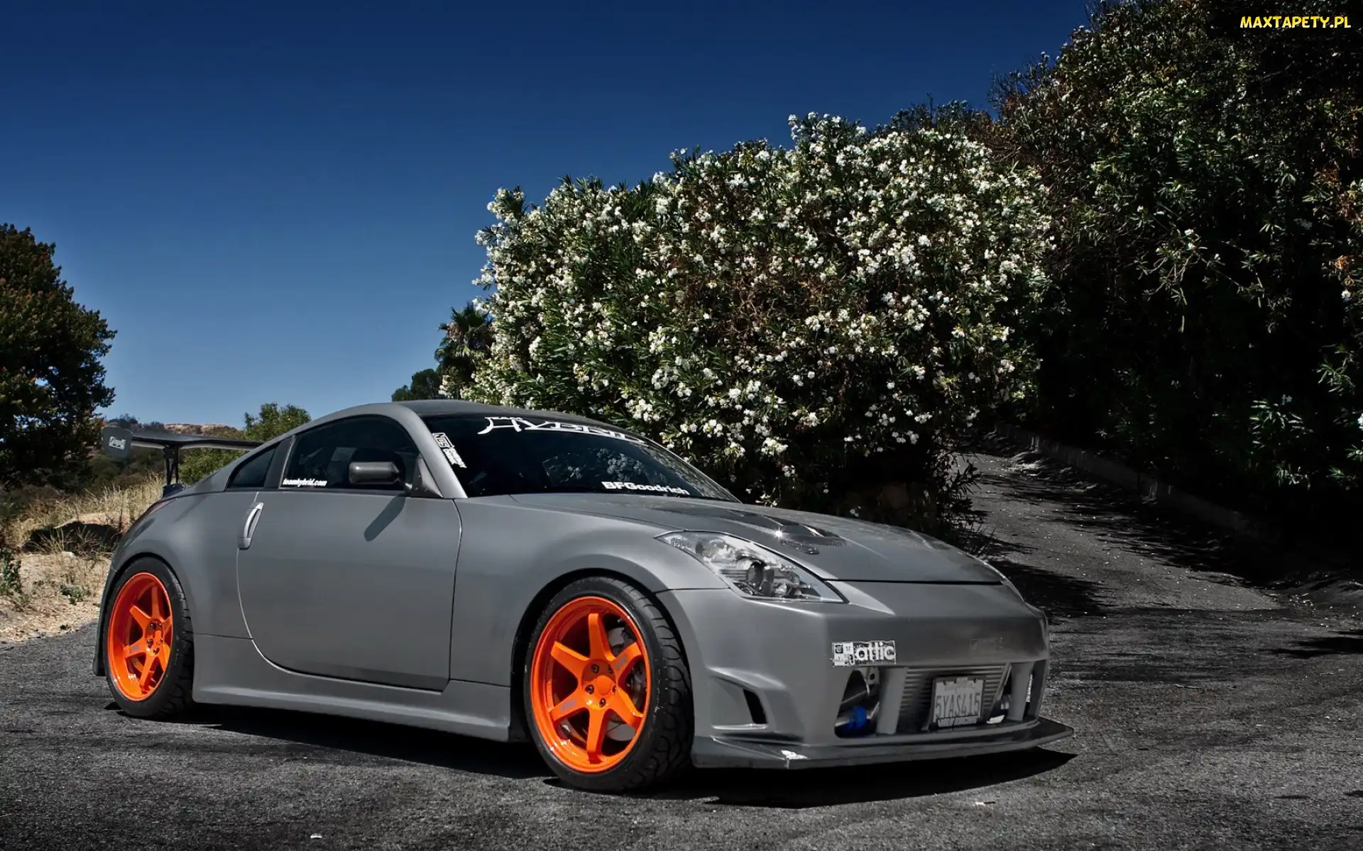 Nissan, Drzewa, Kwitnące, 350Z, Samochód