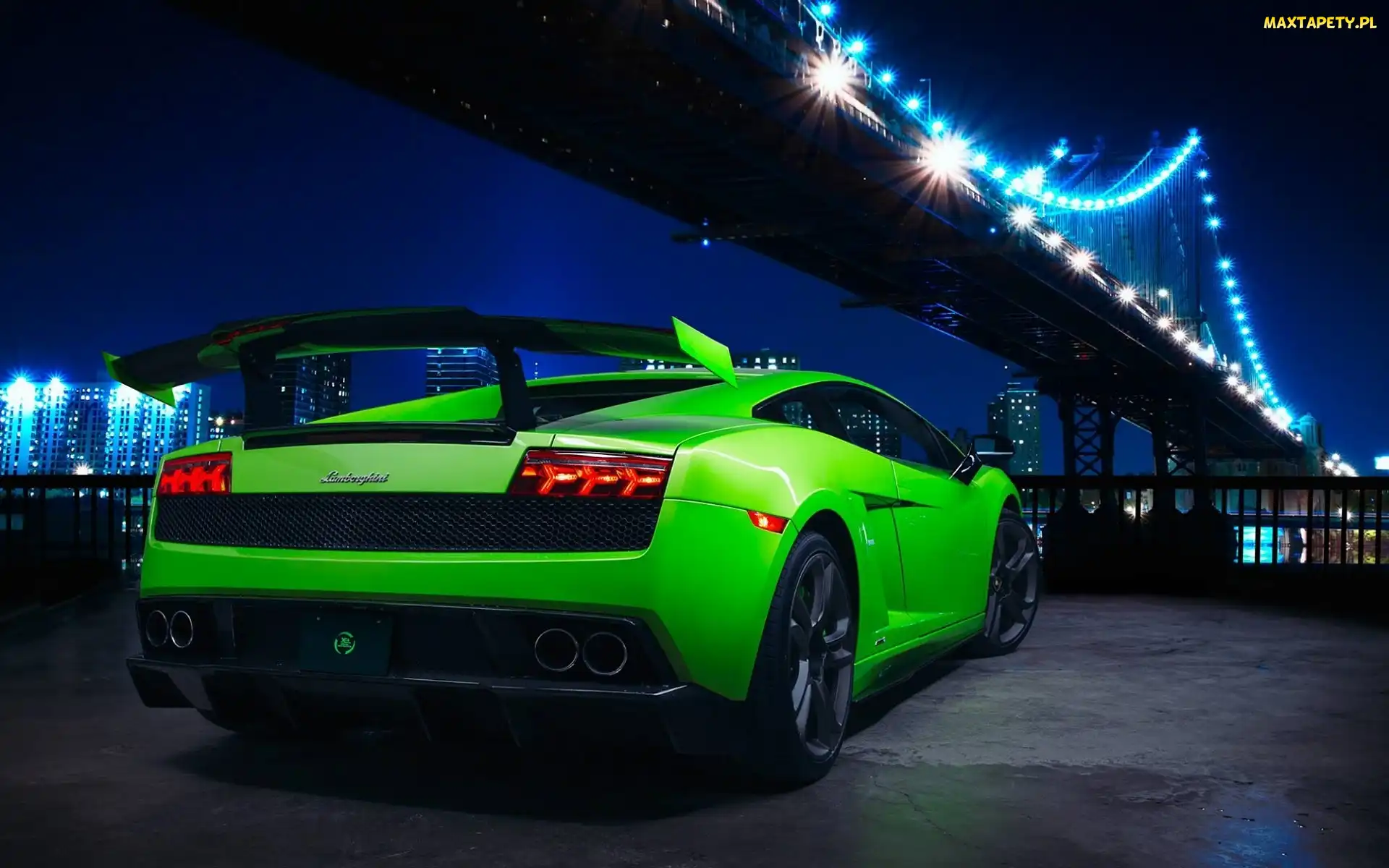 Gallardo, Rzeka, Most, Oświetlony, Lamborghini