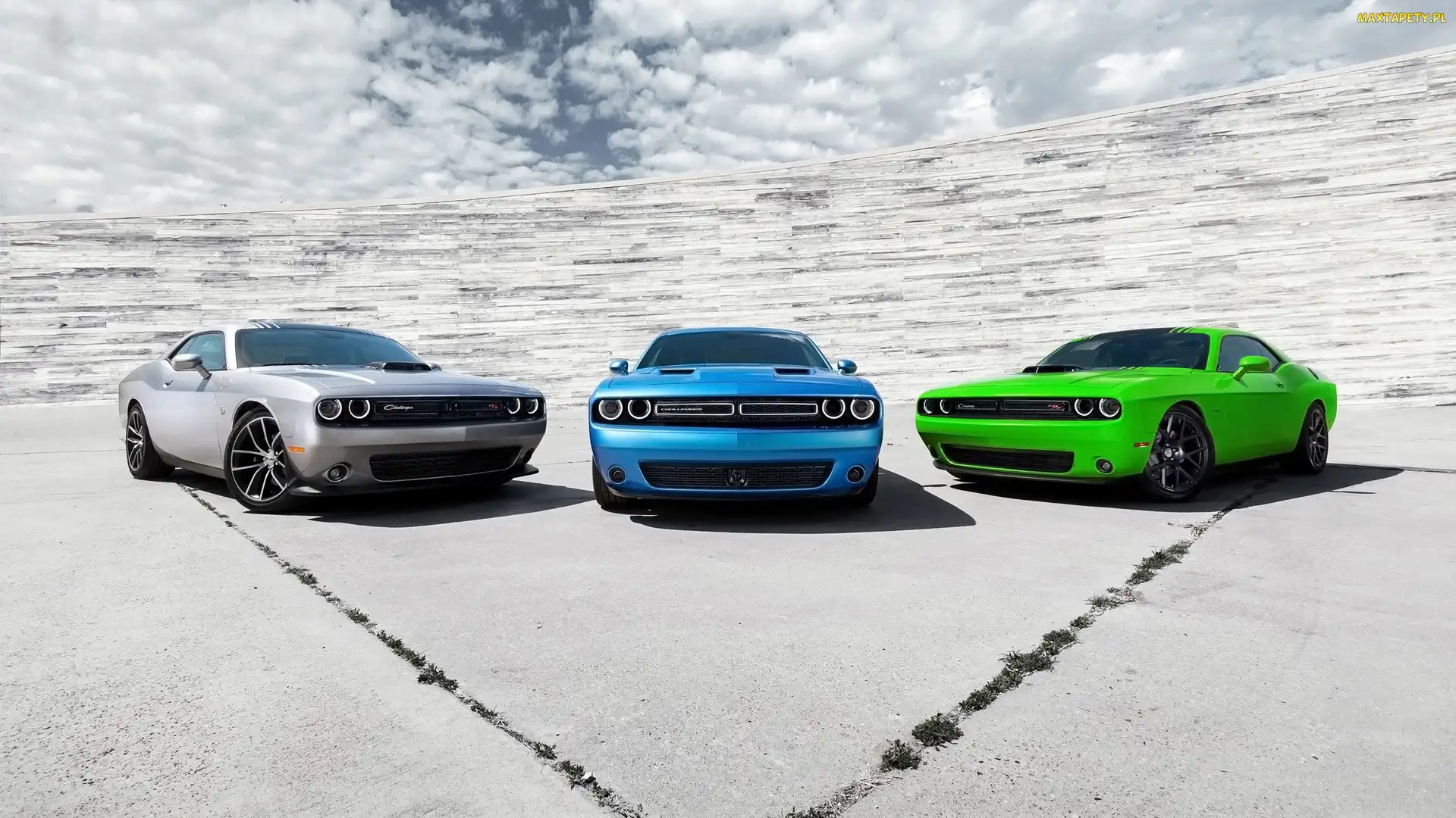 Dodge, Challenger, Srebny, Zielony, Niebieski, 2015