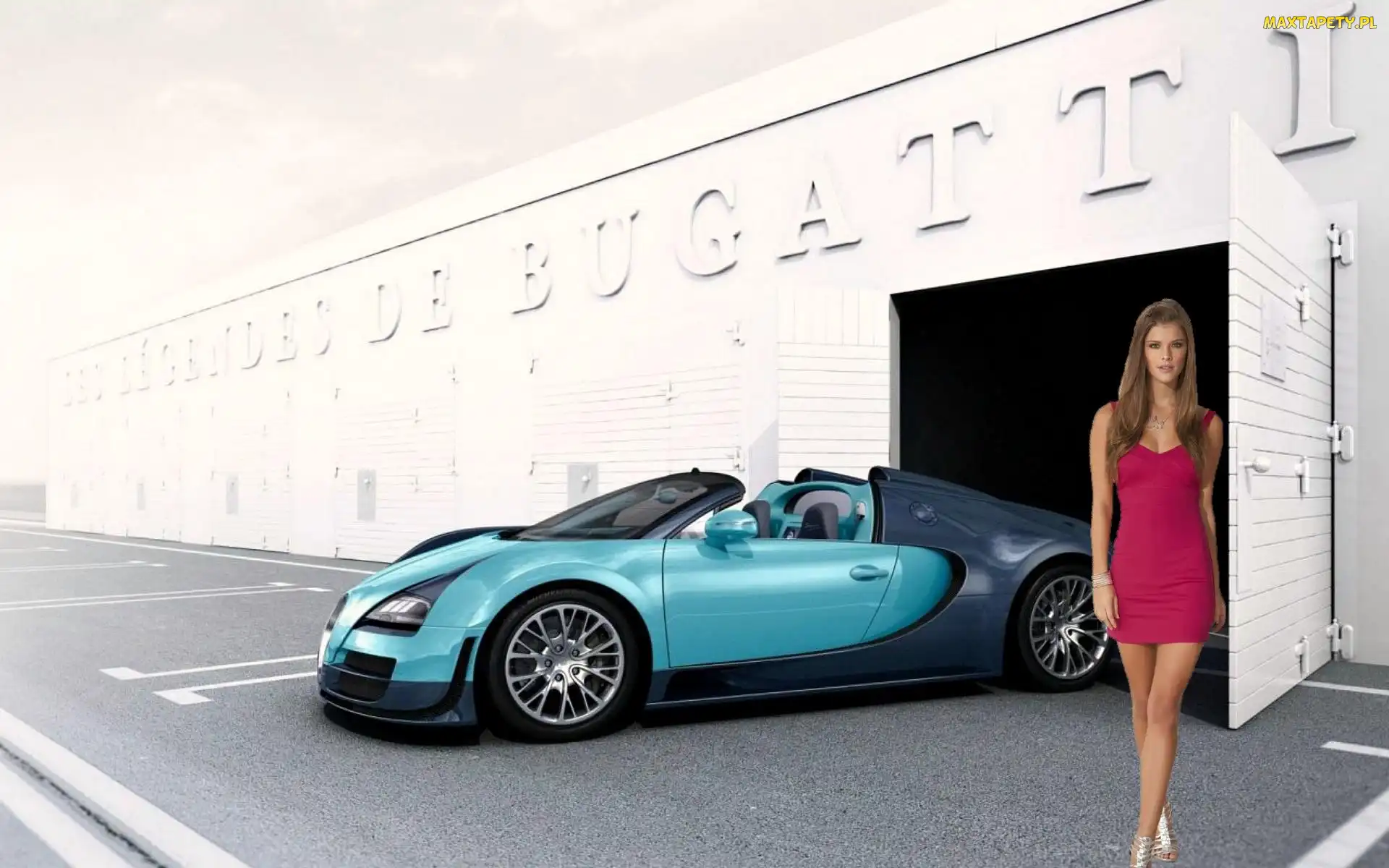 Kobieta, Sportowy, Bugatti Veyron, Modelka
