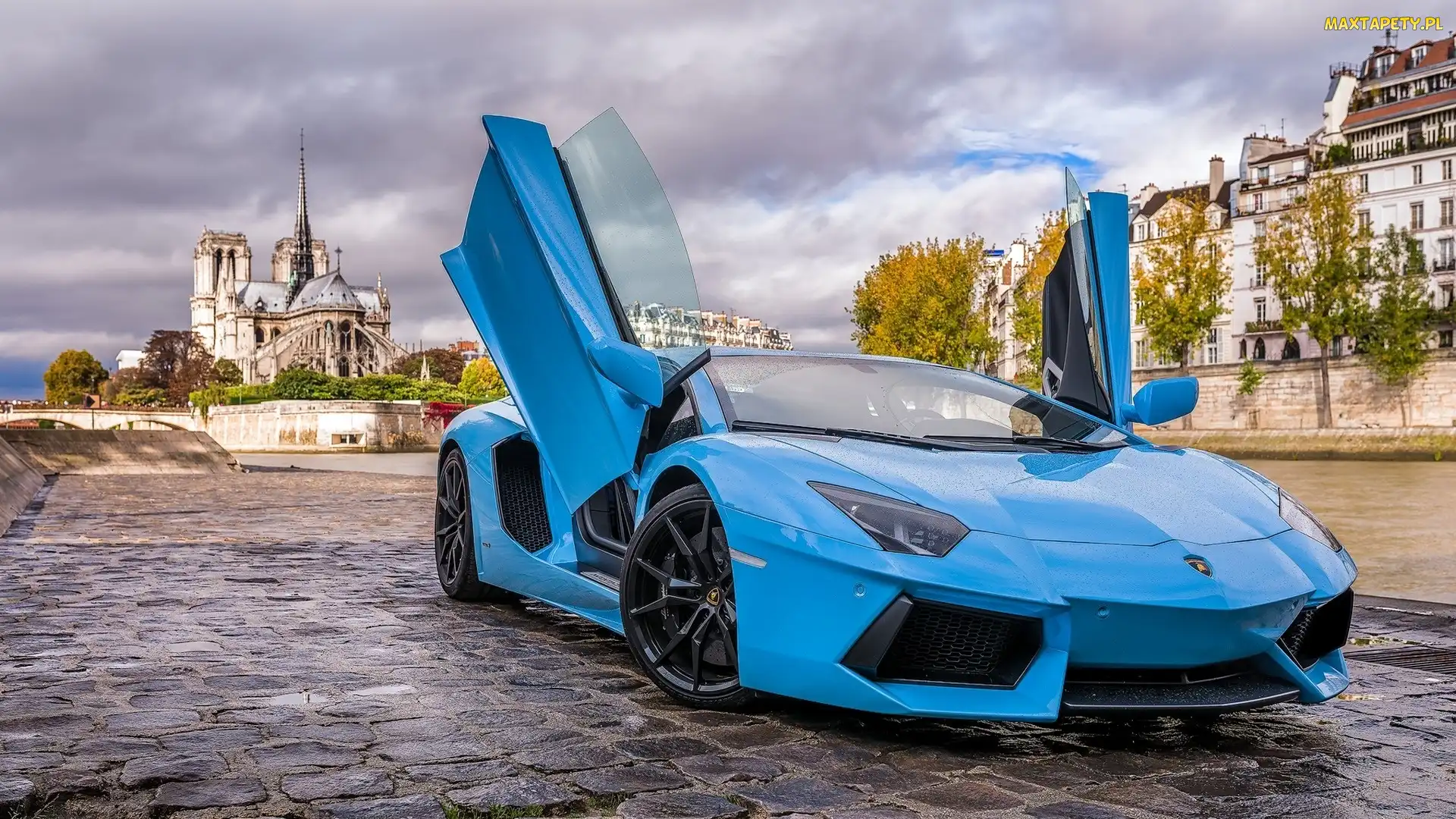 Aventador, Panorama, Paryż, Parking, Lamborghini
