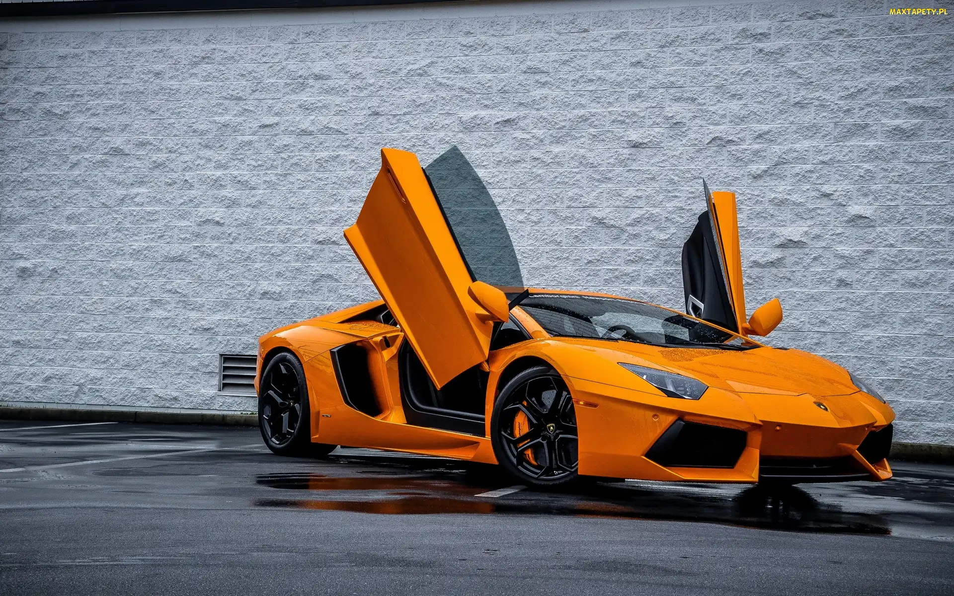 Lamborghini Aventador, Deszcz, Pomarańczowe