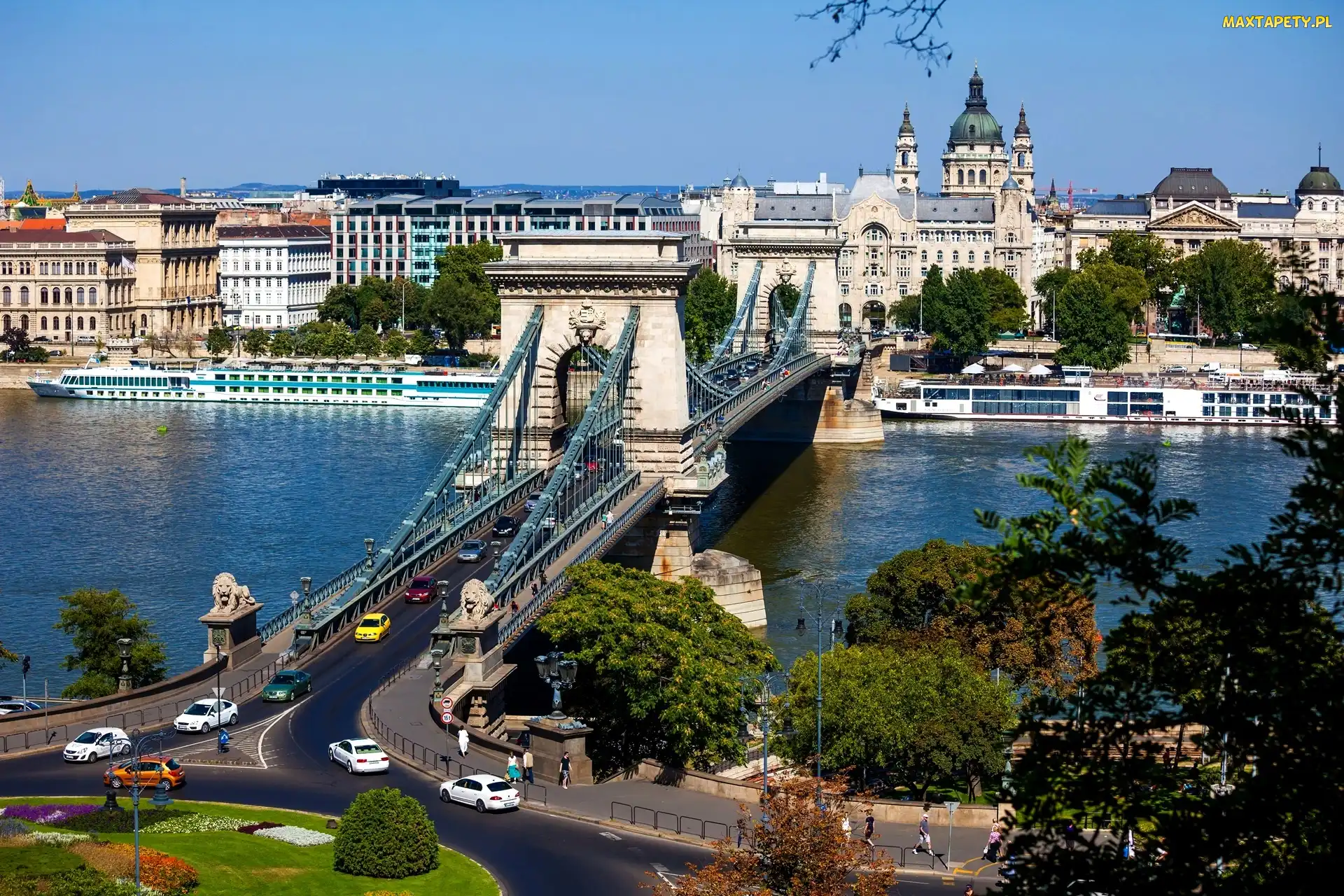 Most, Węgry, Budapeszt, Panorama Miasta, Rzeka
