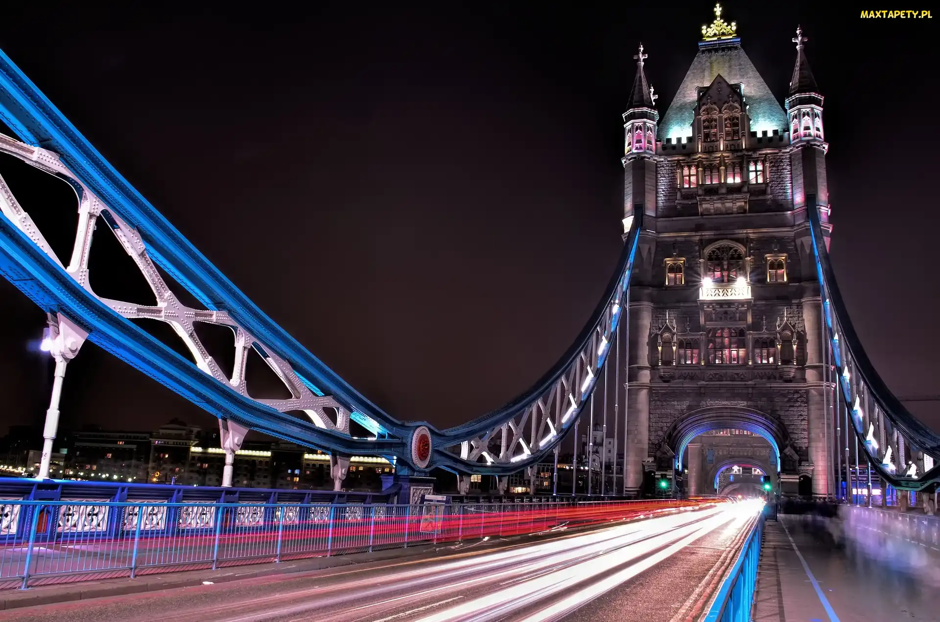 Londyn, Noc, Tower Bridge, Most, Anglia