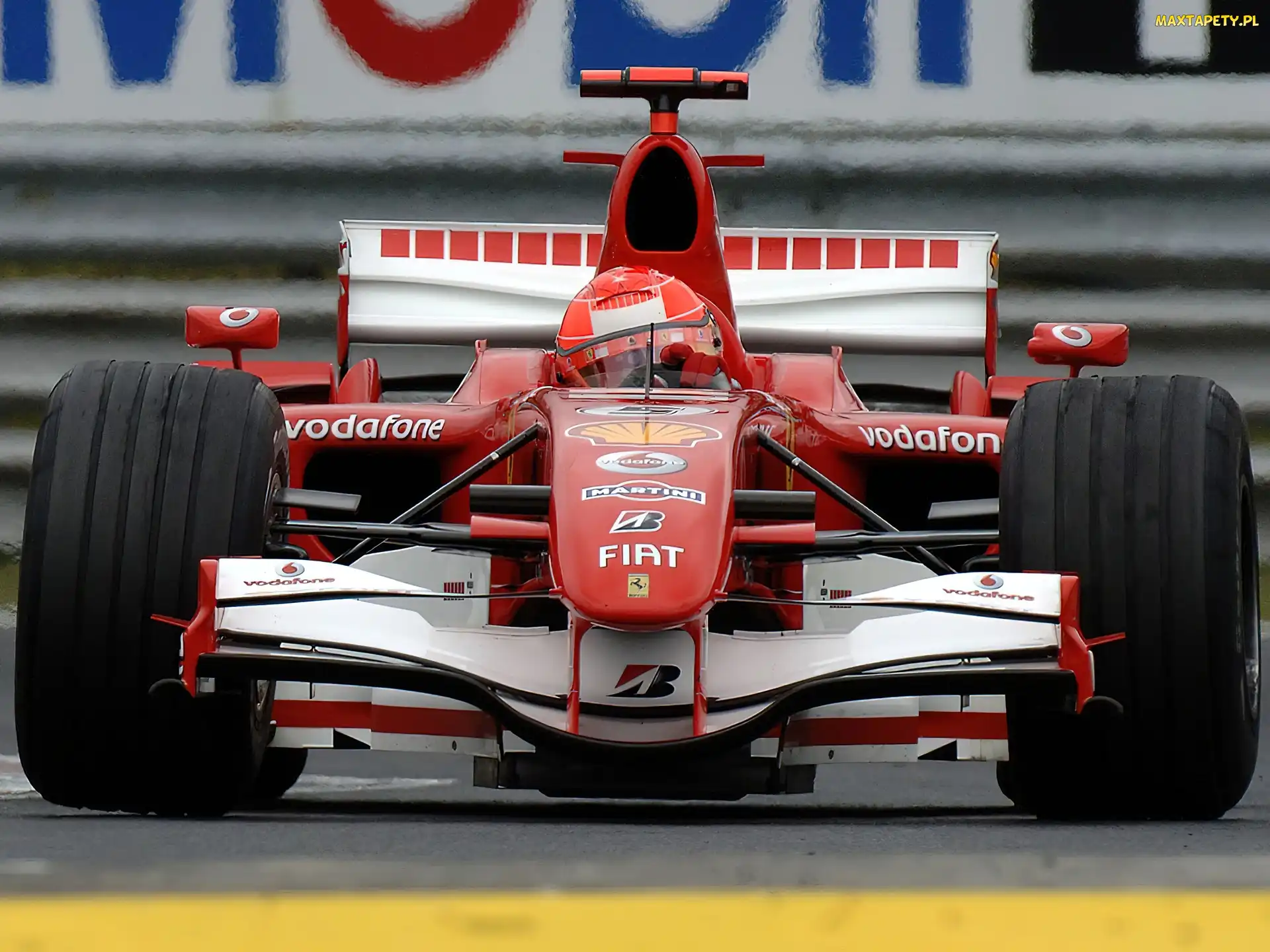 Formuła 1, bolid, spojler, kask , koła, opony