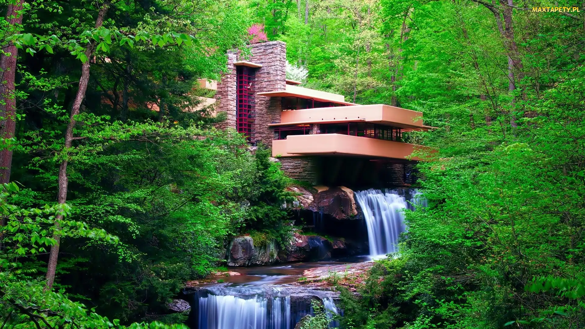 Dom, Zjednoczone, Wright, Pensylwania, Stany, Lloyd, Wodospad, Fallingwater, Frank