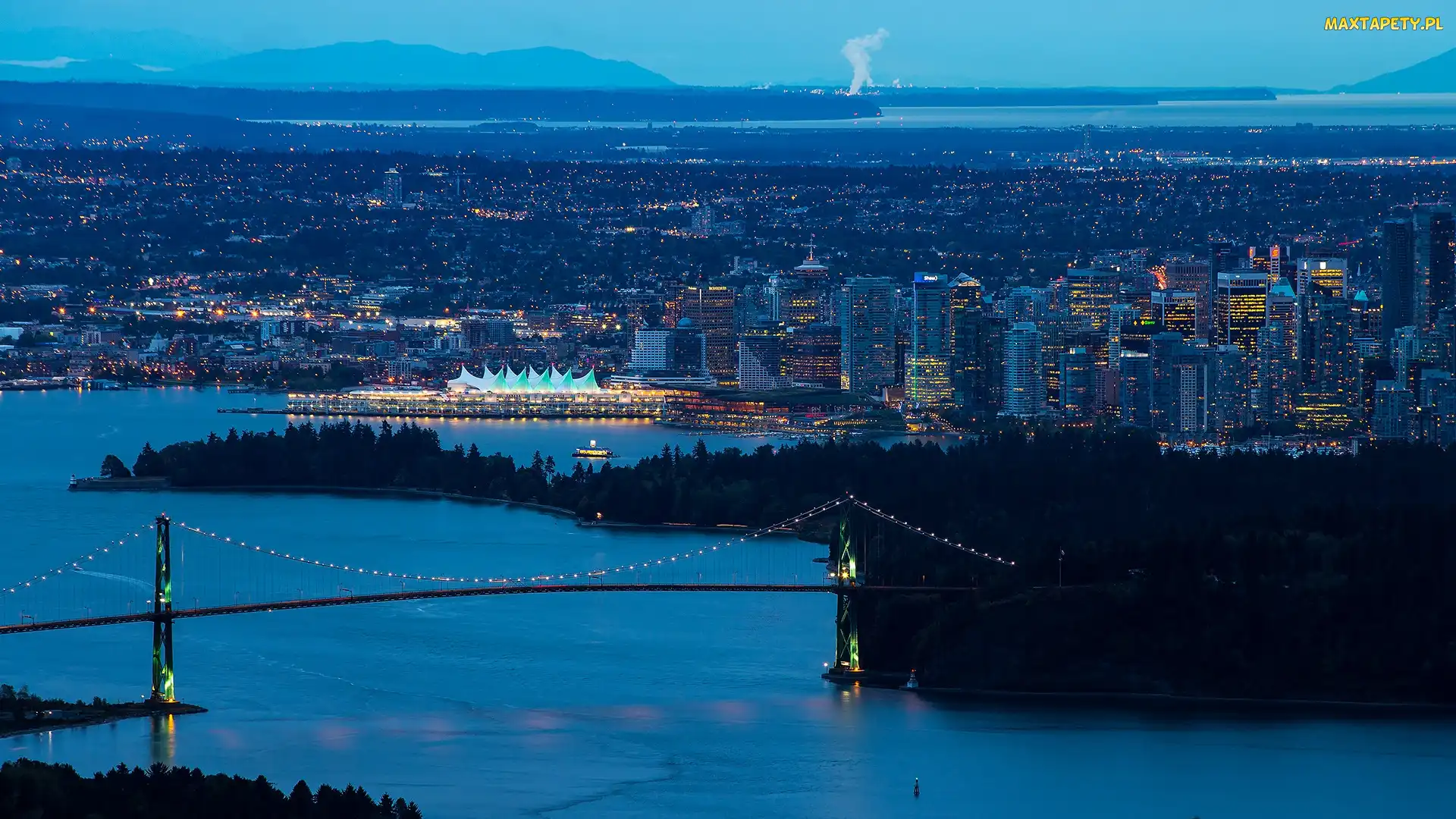 Vancouver, Most, Nocą, Miasto