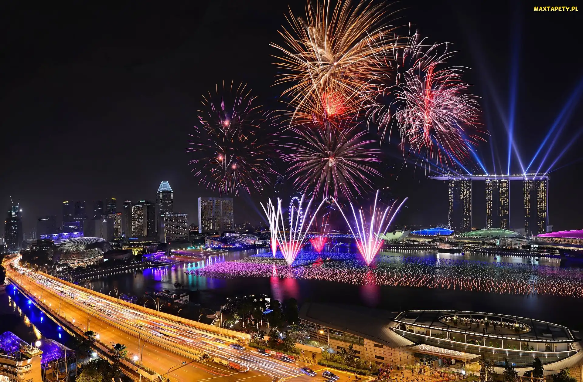 Sylwester, Singapur, Fajerwerki