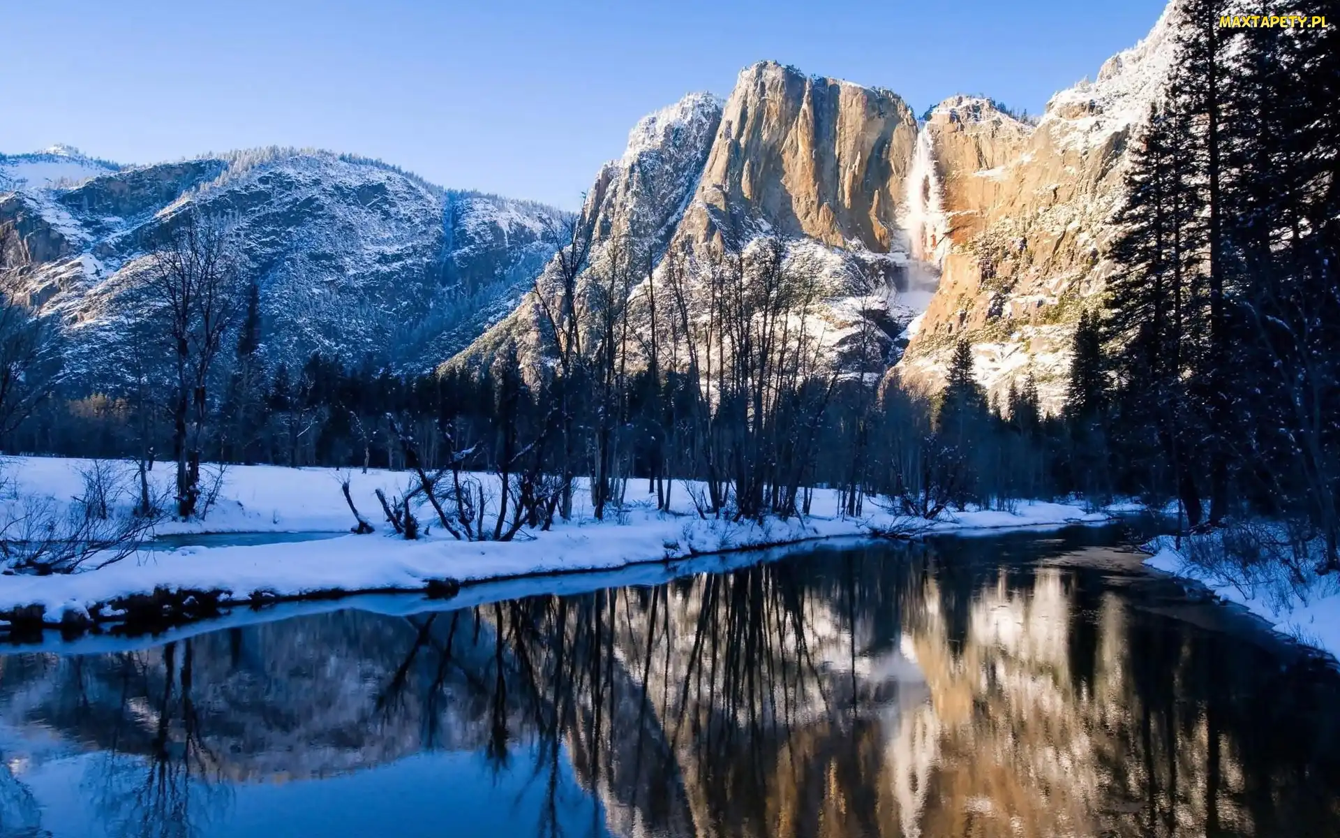 Zima, Rzeka, Stan Kalifornia, Stany Zjednoczone, Park Narodowy Yosemite, Góry