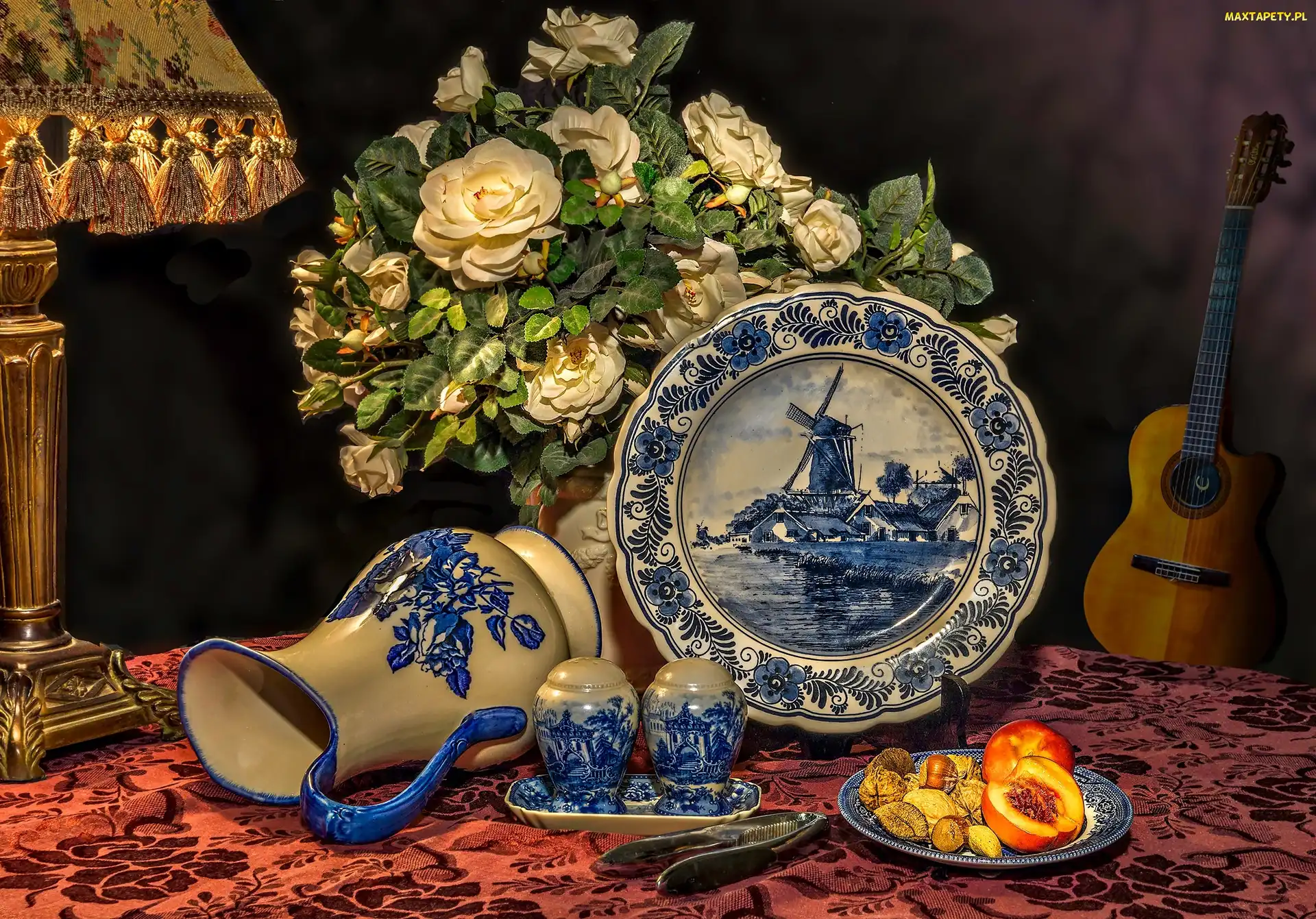 Dekoracja, Porcelana, Bukiet, Róż