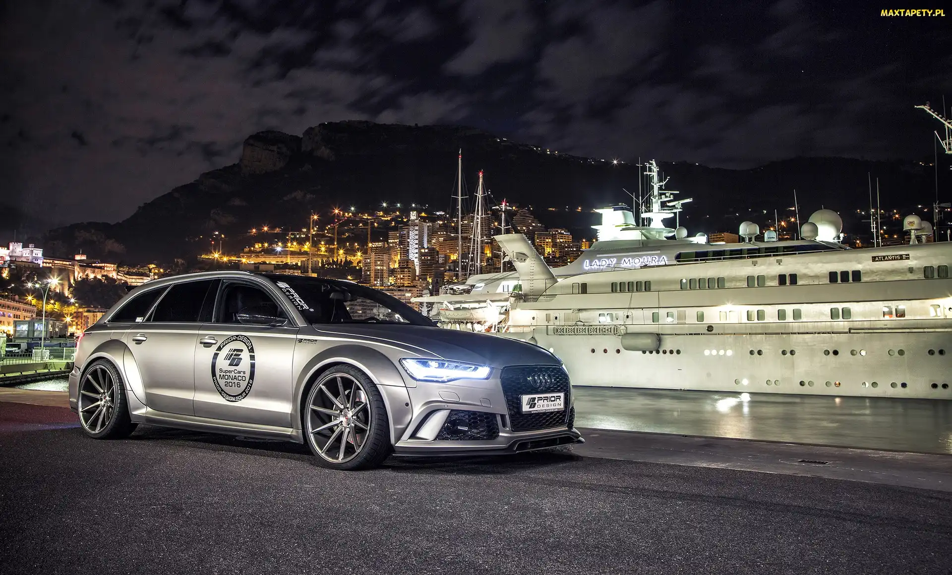 Audi RS6, Samochód, Miasto, Port, Statek, Nadbrzeże