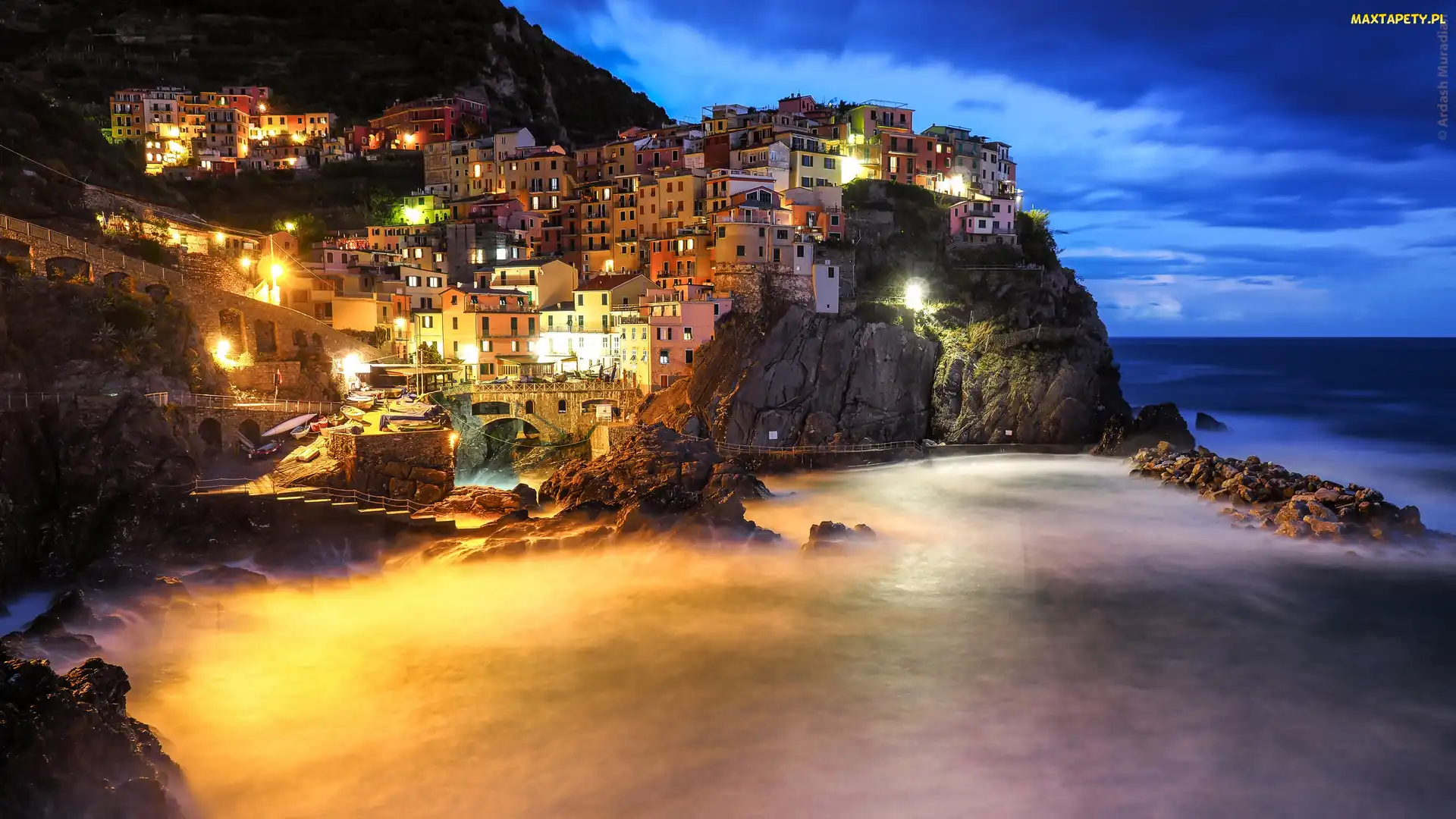Manarola, Wybrzeże, Skały, Domy, Włochy