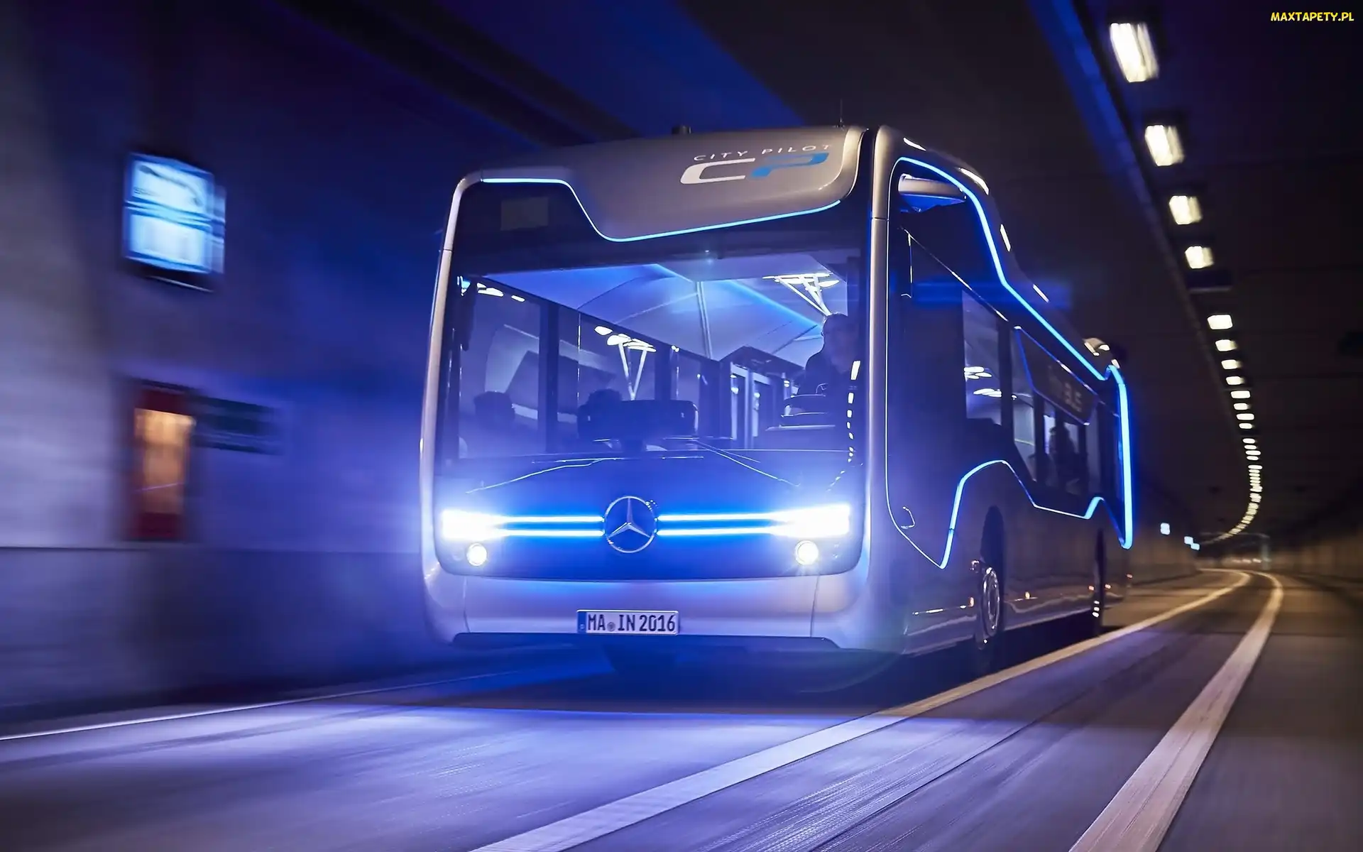 Noc, Tunel, 2016, Mercedes-Benz Future Bus, Autobus, Droga