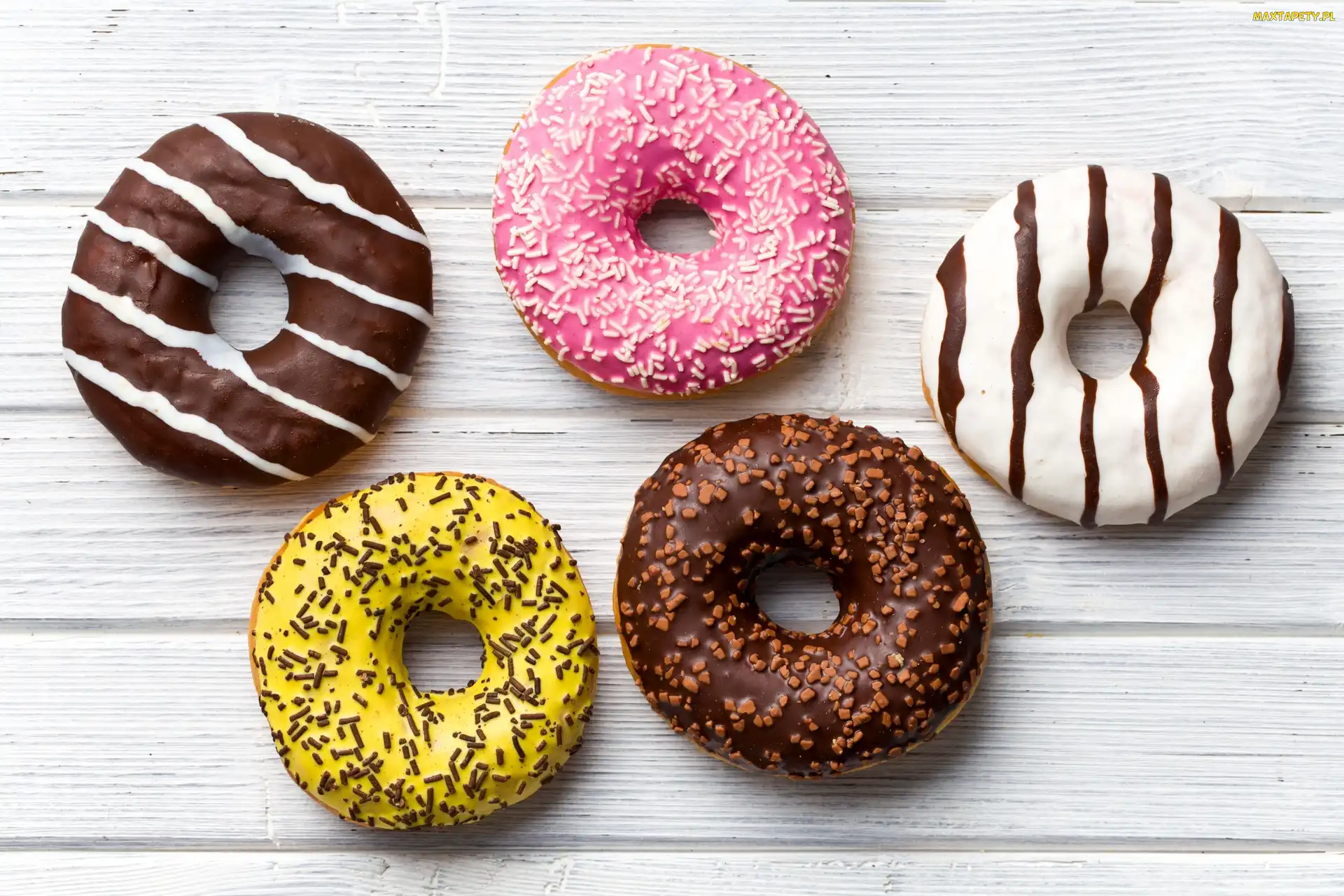 Deski, Białe, Donuty, Pączki, Polewa, Posypka