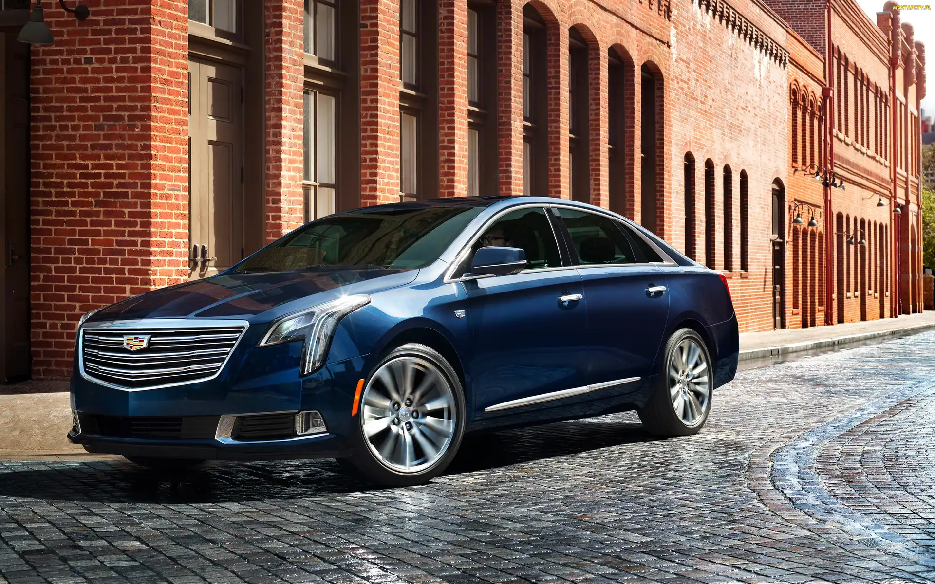 Niebieski, Domy, 2018, Ulica, Cadillac XTS