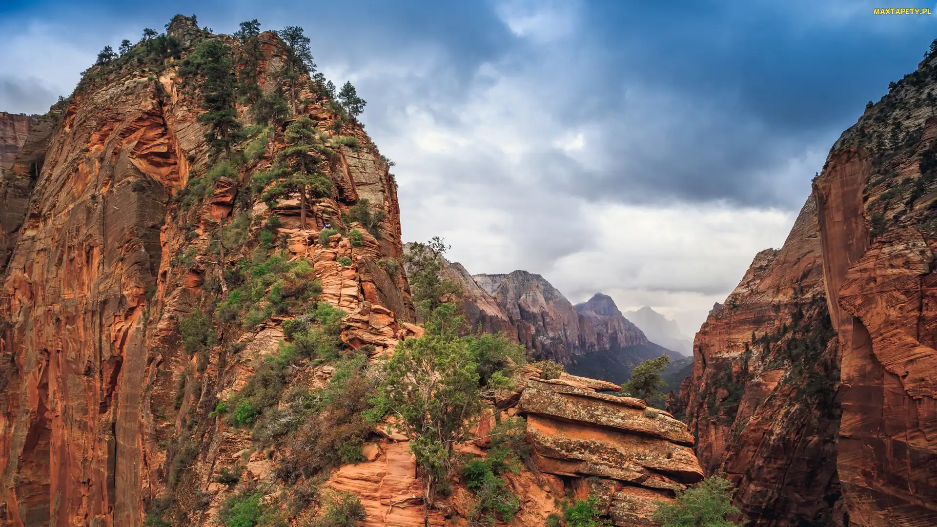 Stan Utah, Skały, Formacja skalna, Stany Zjednoczone, Kanion, Park Narodowy Zion, Angels Landing