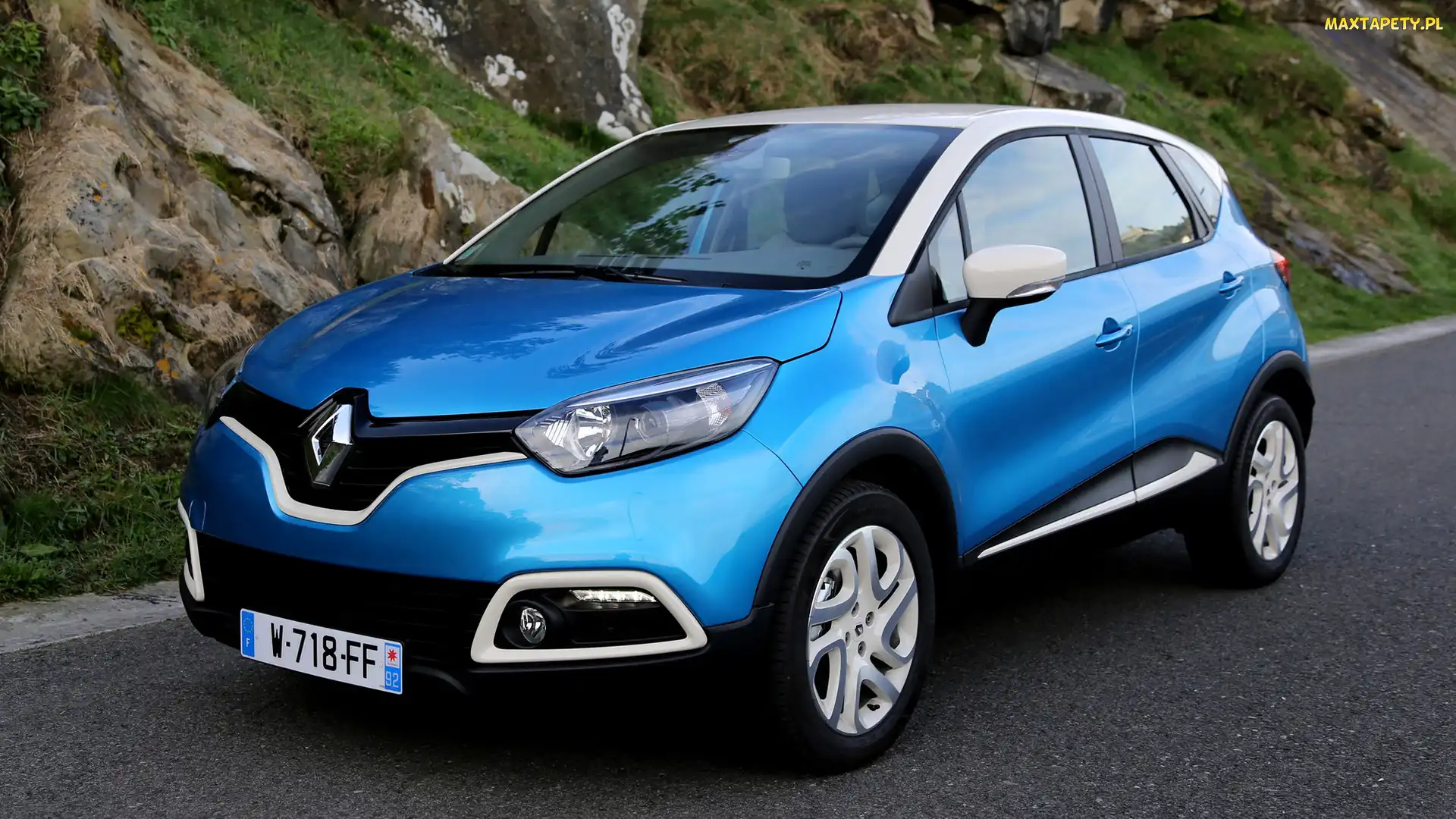 Renault Captur, Przód, Dach, Biały, Niebieski
