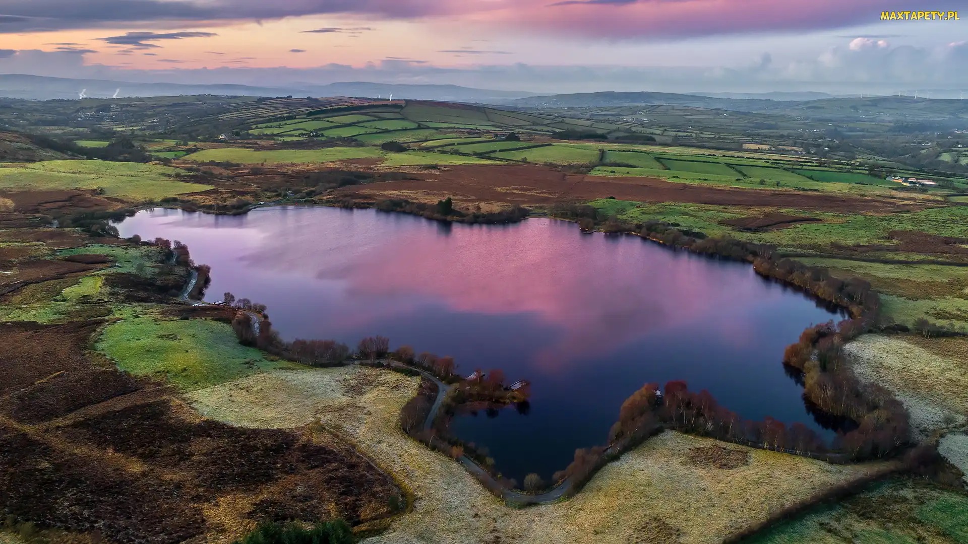 Moor Lough Lake, Irlandia Północna, Strabane, Pola, Jezioro