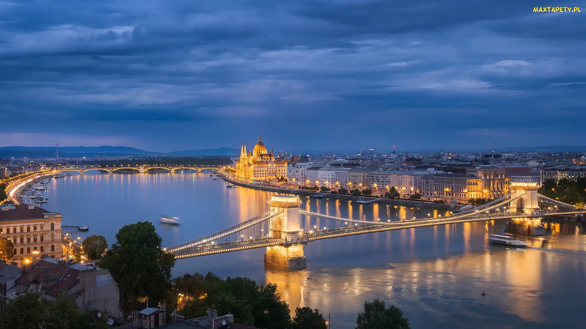 Dunaj, Węgry, Budapeszt, Most Łańcuchowy, Rzeka