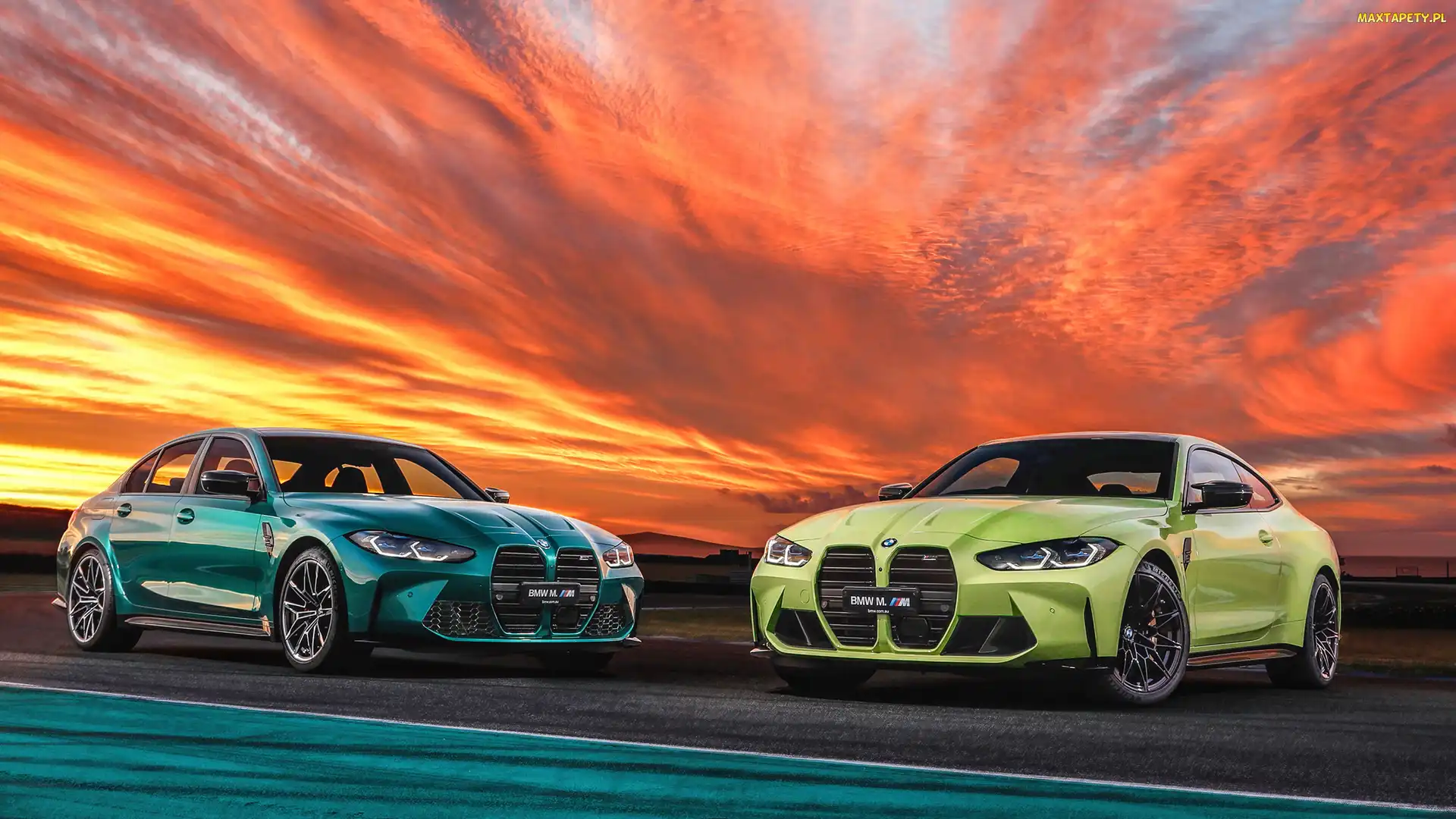 BMW M4 Competition Coupe G82, Limonkowe, Samochody, 2021, BMW M3 Competition Sedan G80, Dwa, Zielone