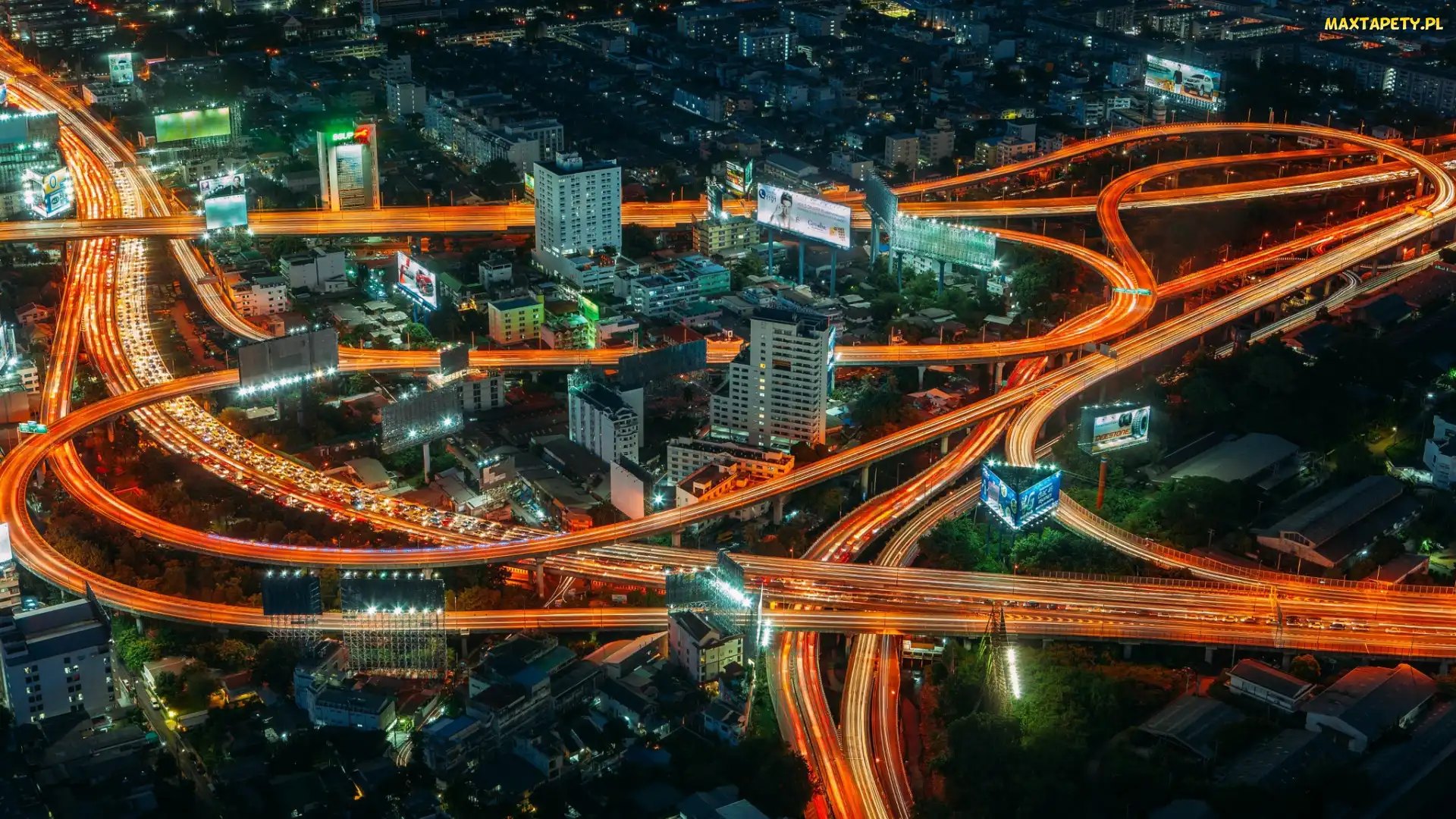 Wieczór, Tajlandia, Bangkok, Drogi, Miasto