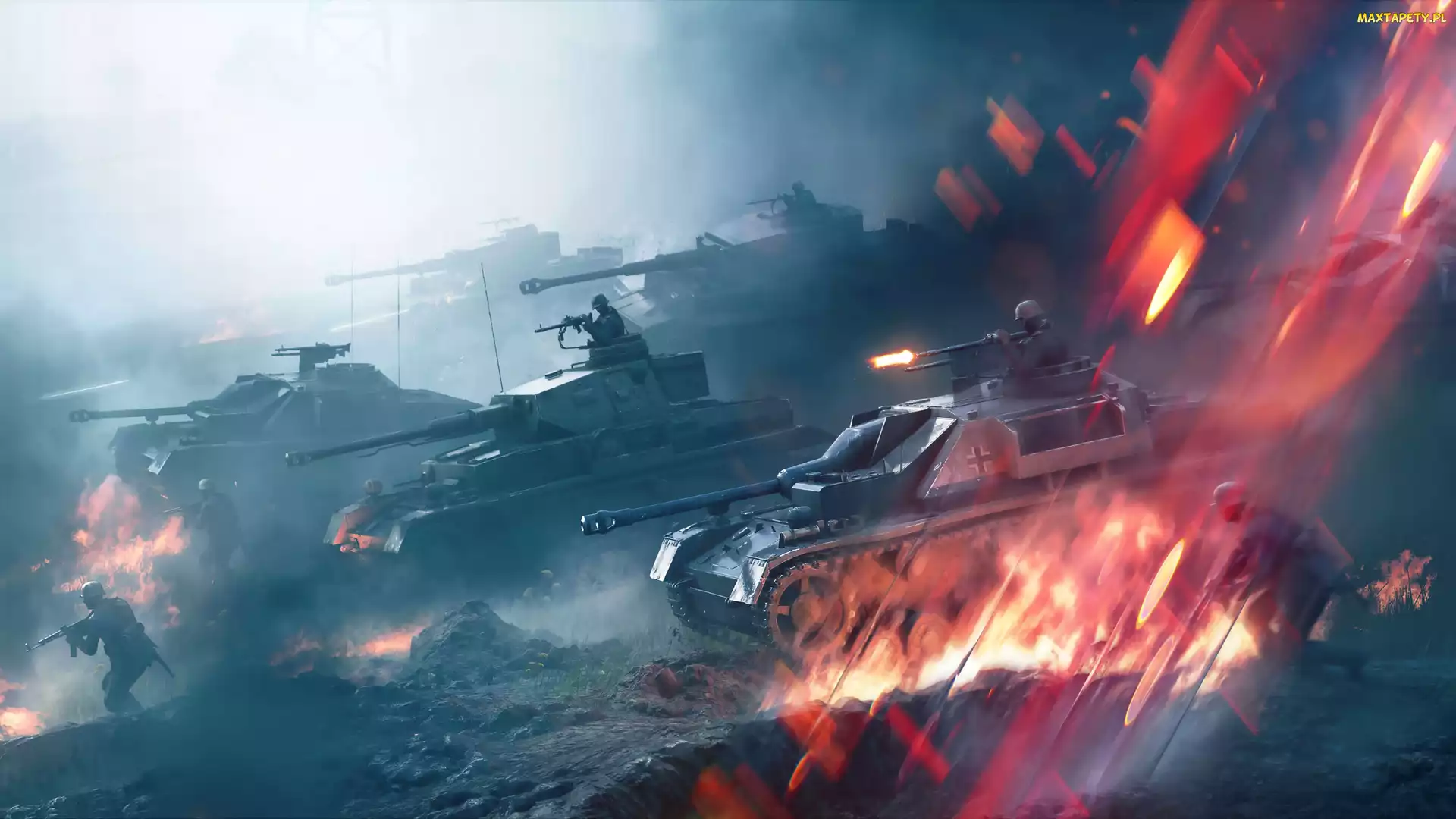 Walka, Czołgi, Battlefield 5, Natarcie, Niemieckie, Gra, Atak